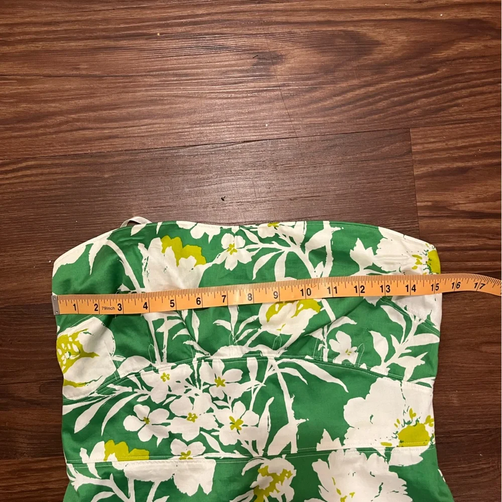 J CREW Womens Green White Floral
Cotton Strapless Dress Size 6 - Picture 8 of 12
